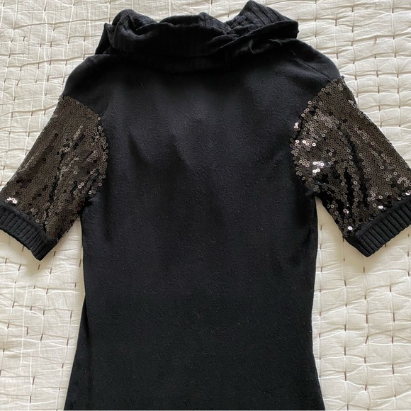 CACHE Black Cowl-Neck Sweater with Sequin Sleeves Size S - Picture 7 of 8